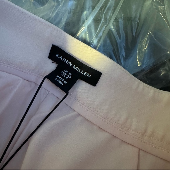 Karen Millen Compact Viscose Slim Leg Tailored Trousers Blush US Size 8 - Picture 4 of 8